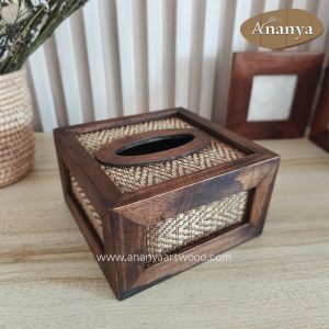 Artisan Teak Wood & Papyrus Tissue Box