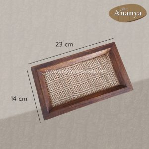 Alternative view of Artisan Teak Wood & Papyrus Woven Tray