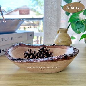 Alternative view of Rustic Live Edge Wood Oval Plate